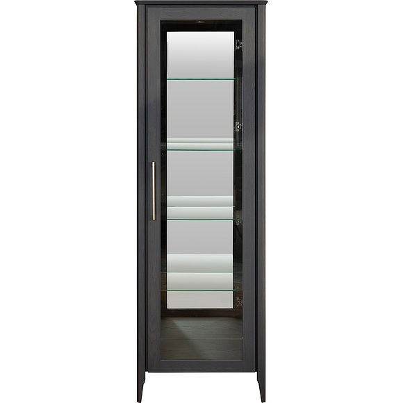 Шкаф-витрина «Оквуд» П3.142.0.01, Материал: Массив (дуб), Цвет: Графит