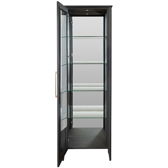 Шкаф-витрина «Оквуд» П3.142.0.01-01, ადგილი: მასიური მუხა, ფერი: გრაფიტი