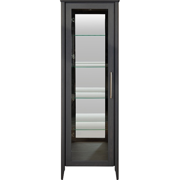 Шкаф-витрина «Оквуд» П3.142.0.01-01, ადგილი: მასიური მუხა, ფერი: გრაფიტი