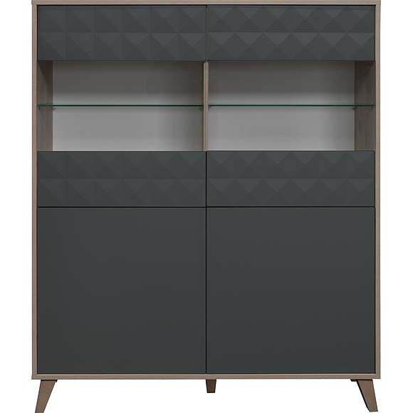 Шкаф 2д «Тринити» П6.114.0.03, Материал: МДФ, Цвет: Антрацит + Гикори Кингстон