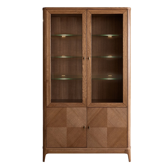 Шкаф-витрина 2д «Армани» П1.135.0.21, Материал: массив (сращенный мебельный щит) дуба, Цвет: Дуб альпийский