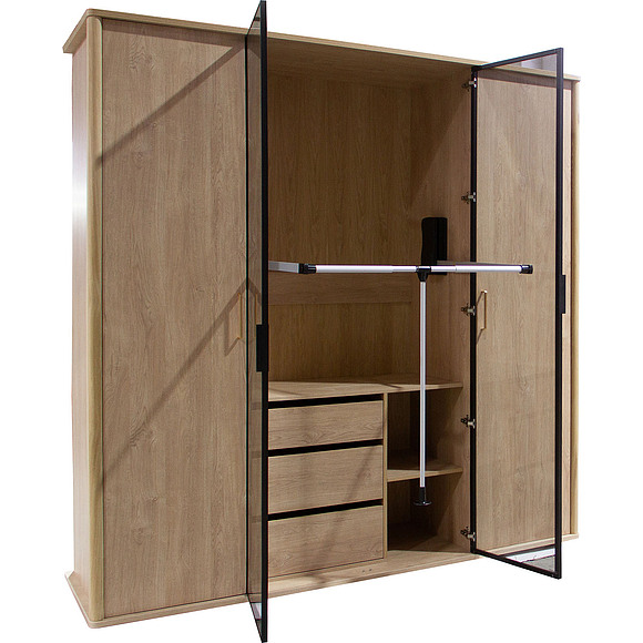 Шкаф для одежды 4д «Поинт» БМ2.665.1.08-01, ადგილი: ლდსპ, ფერი: მადურას მუხა