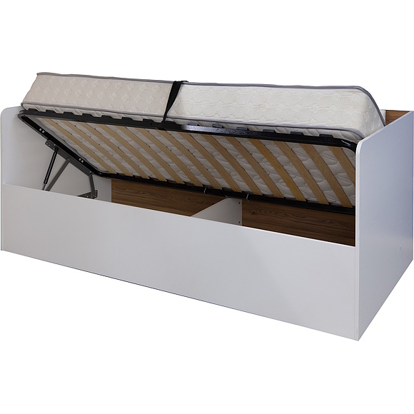 Кровать 1-09 «Порта» П7.061.1.01, ადგილი: ლდსპ, ფერი: Белый + Кедр Орегон, საძილე ადგილი: 2000х900 мм, ზომა: 2047×944×850