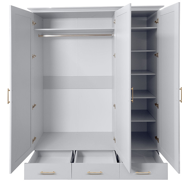 Шкаф для одежды 3Д «Сати» П7.057.1.16, ადგილი: ლდსპ+მდფ, ფერი: თეთრი