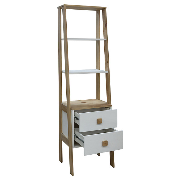 Стеллаж «Этна» БМ2.784.1.03, Материал: Массив (сосна), Цвет: Белый воск + темпо