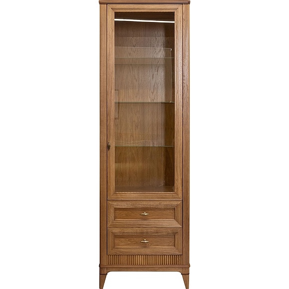 Шкаф-витрина «Калипсо» БМ2.785.0.01, ადგილი: მასიური მუხა, ფერი: თამბაქო