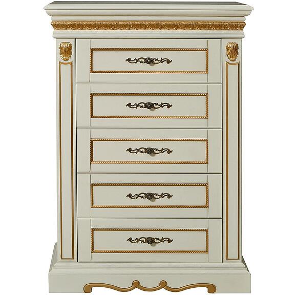 Комод «Милана 04с» П4.265.1.04(294.04с), Материал: Массив (дуб), Цвет: Слоновая кость с золочением