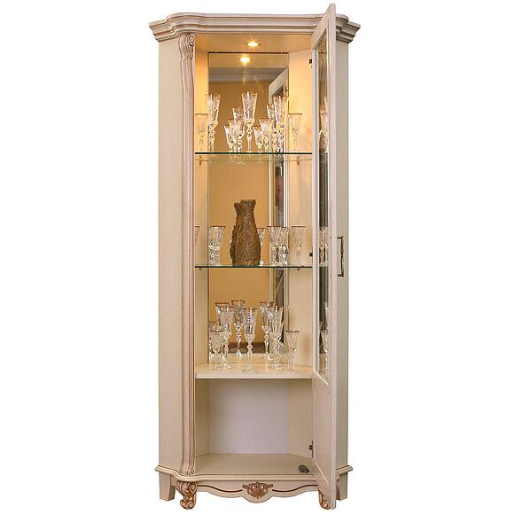 Шкаф с витриной «Алези» П1.350.0.13 (П350.13), Материал: Массив (дуб), Цвет: Слоновая кость с золочением (alezi10_P350-13_right.jpg) Шкаф с витриной «Алези» П1.350.0.13 (П350.13), Материал: Массив (дуб), Цвет: Слоновая кость с золочением