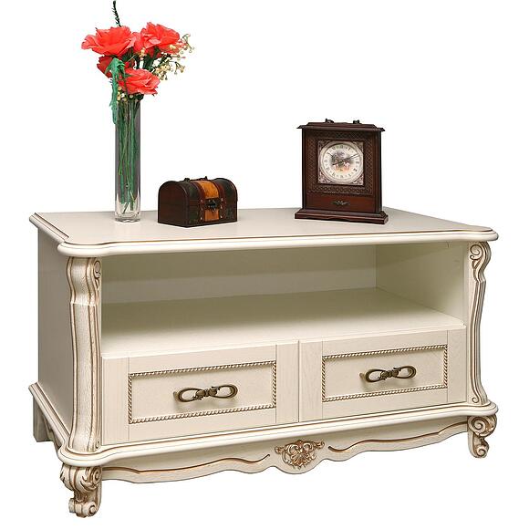 Тумба «Алези» П1.350.0.17 (П350.17), Материал: Массив (дуб), Цвет: Слоновая кость с золочением (tumba_alezi_tv3_p350_17_slon_kost_2.jpg) Тумба «Алези» П1.350.0.17 (П350.17), Материал: Массив (дуб), Цвет: Слоновая кость с золочением