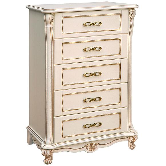 Комод «Алези» П1.350.1.21 (П349.23), Материал: Массив (дуб), Цвет: Слоновая кость с золочением