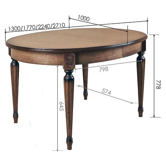 მაგიდა «მილანა 14» პ4.265.0.28(323.02), ადგილი: მასიური მუხა, ფერი: ბლისფერი