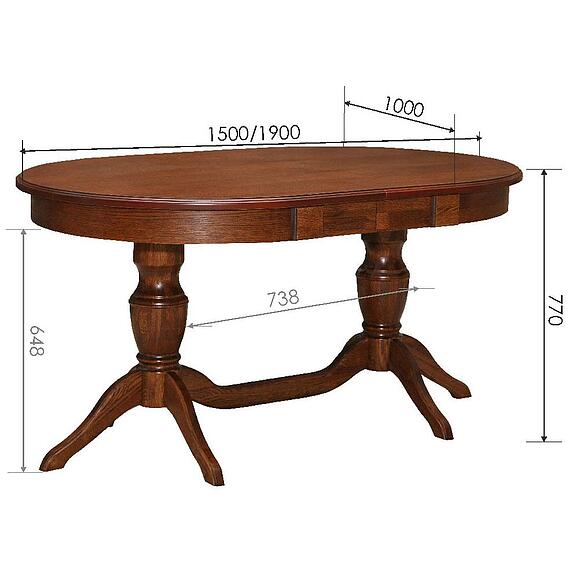 Стол обеденный «Верди» П4.487.4.13 (П106.06-01), Цвет: Дуб рустикаль с патинированием