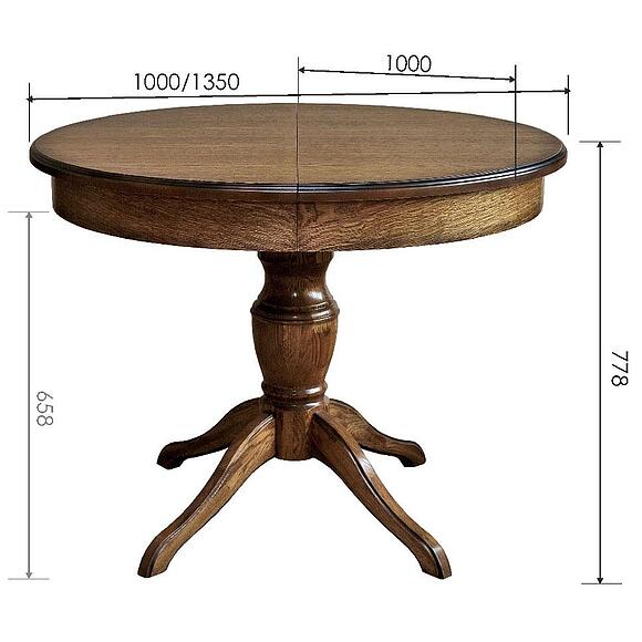 მაგიდა «ვერდი» პ4.487.4.03 (317.01), ადგილი: მასიური მუხა, ფერი: მუხის რუსტიკალი დაძველების ეფექტით