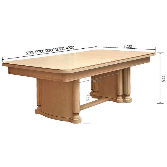 Стол обеденный «Гранд» П4.332.4.01 (332.01), Материал: МДФ+шпон, Цвет: Слоновая кость с золочением