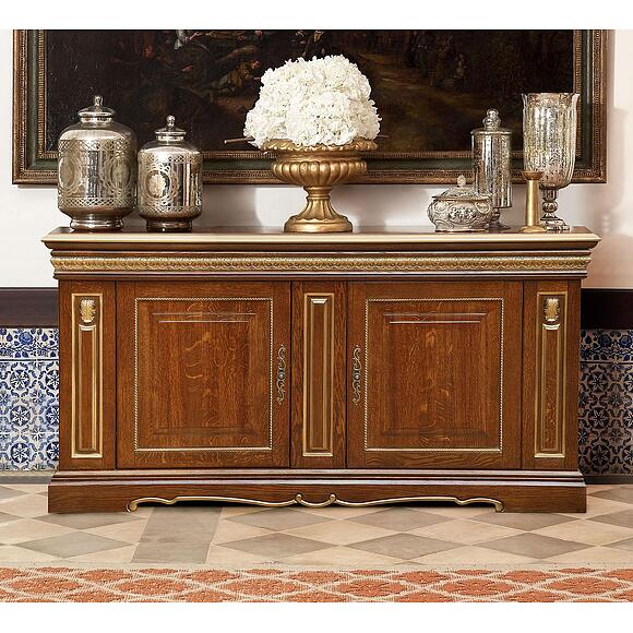 Тумба «Милана 2/1с» П4.265.0.21(265.21с), Материал: Массив (дуб), Цвет: Черешня с золочением (Milana_2_1sP265_21S_Chereshnya_s_zolocheniem.jpg) Тумба «Милана 2/1с» П4.265.0.21(265.21с), Материал: Массив (дуб), Цвет: Черешня с золочением