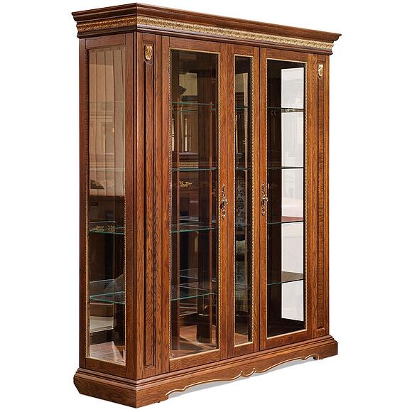 Шкаф с витриной «Милана 11» П4.265.0.11(265.11), Материал: Массив (дуб), Цвет: Черешня с золочением