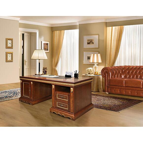 Стол «Милана 1П» П4.265.2.01(396.01), Материал: Массив (дуб), Цвет: Черешня с золочением