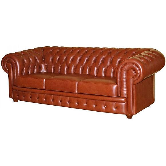 3-ადგილიანი დივანი «ჩესტერფილდი» (32), ადგილი: ნატურალური ტყავი, ტყავის ჯგუფი: 140 ჯგუფი