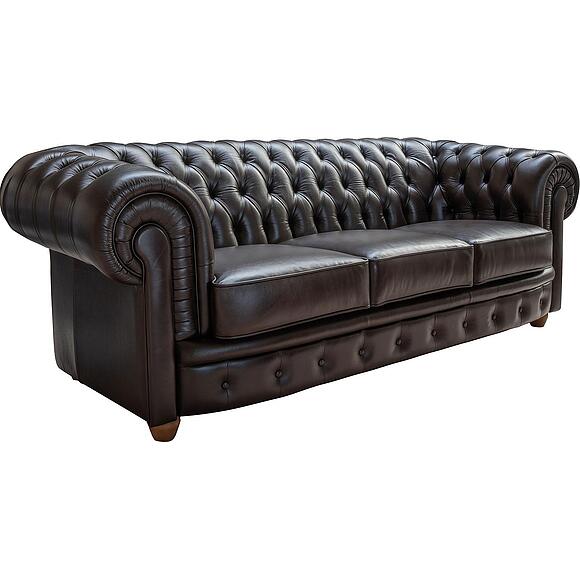 3-ადგილიანი დივანი «ჩესტერფილდი» (32), ადგილი: ნატურალური ტყავი, ტყავის ჯგუფი: 140 ჯგუფი