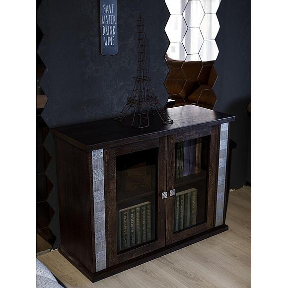 Тумба комбинированная «Тунис» П6.343.0.16 (П343.16Ш), Материал: МДФ+шпон, Цвет: Венге с серебром