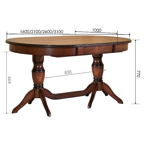 Стол обеденный «Верди» П4.487.4.15 (П106.15), Материал: Массив (дуб), Цвет: Дуб рустикаль с патинированием