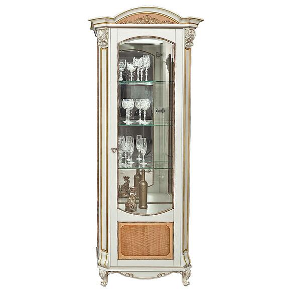 Шкаф-витрина «Альба» П4.485.0.08 (П485.08), Цвет: Слоновая кость с золочением