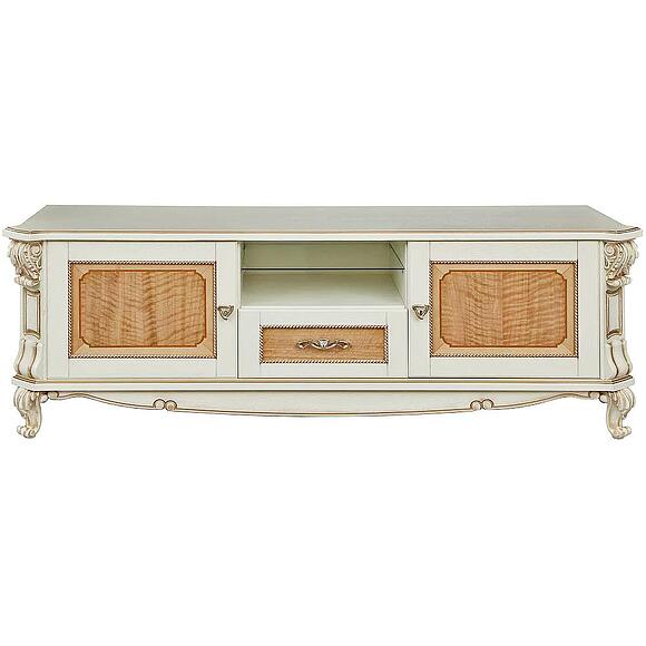 Тумба «Альба ТВ2с» П4.485.0.02 (П485.02с), Материал: Массив (дуб), Цвет: Слоновая кость с золочением (tumba_alba_tv_2_p485_02_slon_kost_zoloto_2-25e1831298b030.jpg) Тумба «Альба ТВ2с» П4.485.0.02 (П485.02с), Материал: Массив (дуб), Цвет: Слоновая кость с золочением