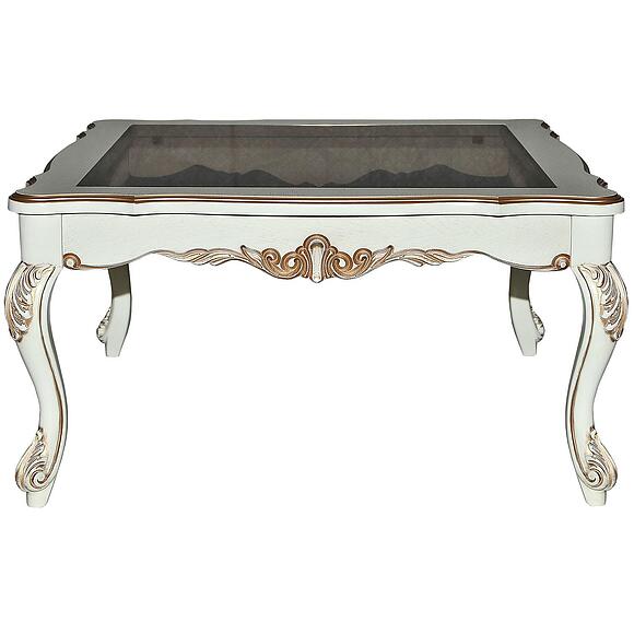 Стол журнальный «Альба 01» П4.485.0.06 (П497.01), Материал: МДФ+шпон, Цвет: Слоновая кость с золочением