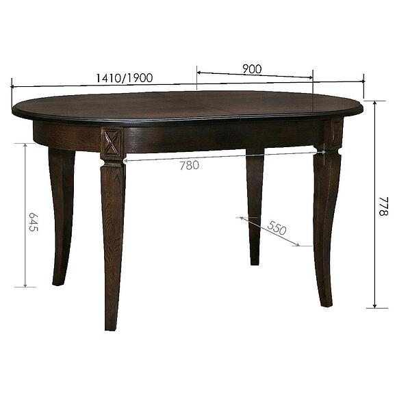 Стол «Верди» П4.487.4.02 (313.07), Материал: Массив (дуб), Цвет: Венге