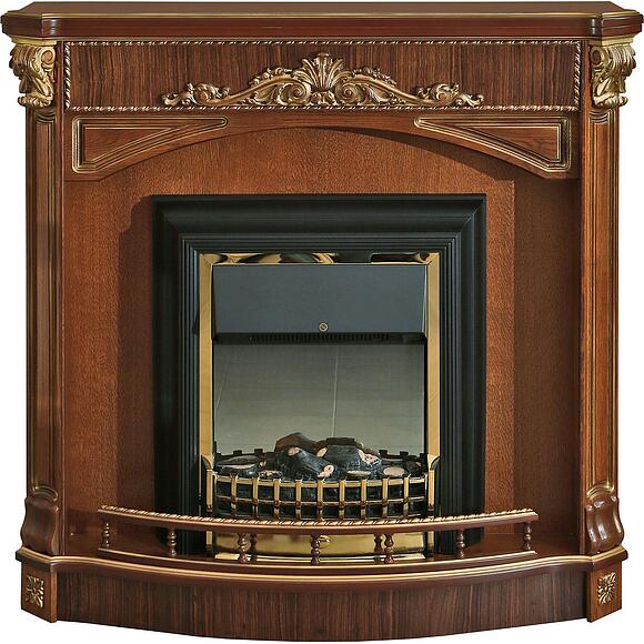 Портал для камина «Альба 17с» П4.485.0.17 (П485.17с), Цвет: Палисандр с золочением (P485_17c.jpg) Портал для камина «Альба 17с» П4.485.0.17 (П485.17с), Цвет: Палисандр с золочением