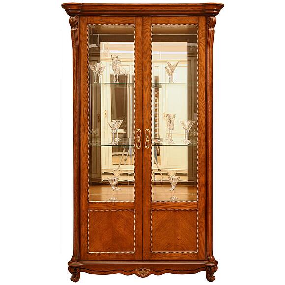 Шкаф с витриной «Алези» П1.350.0.19 (П350.19), Материал: Массив (дуб), Цвет: Античная бронза