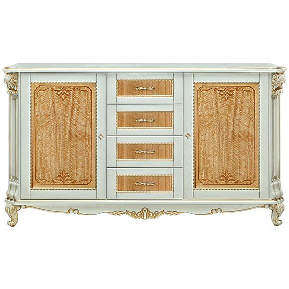 ტუმბო «ალბა 14/1ს» პ4.485.0.14 (პ485.14/1ს), ადგილი: მასიური მუხა, ფერი: სპილოს ძვლის ფერი ოქროსფერი ორნამენტებით