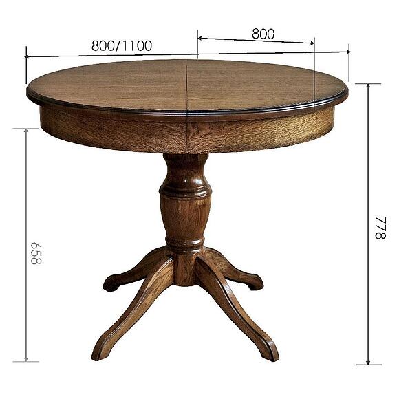 მაგიდა «ვერდი» პ4.487.4.04 (პ317.04), ადგილი: მასიური მუხა, ფერი: მუხის რუსტიკალი დაძველების ეფექტით