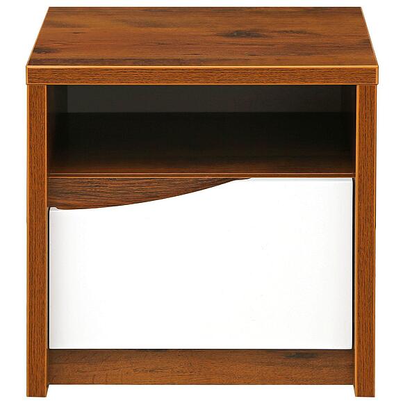 საწოლის ტუმბო «მონაკო» პ6.528.1.04 (П528.04-1), ადგილი: ლდსპ, ფერი: მუხა სატერი+თეთრი პრიალა