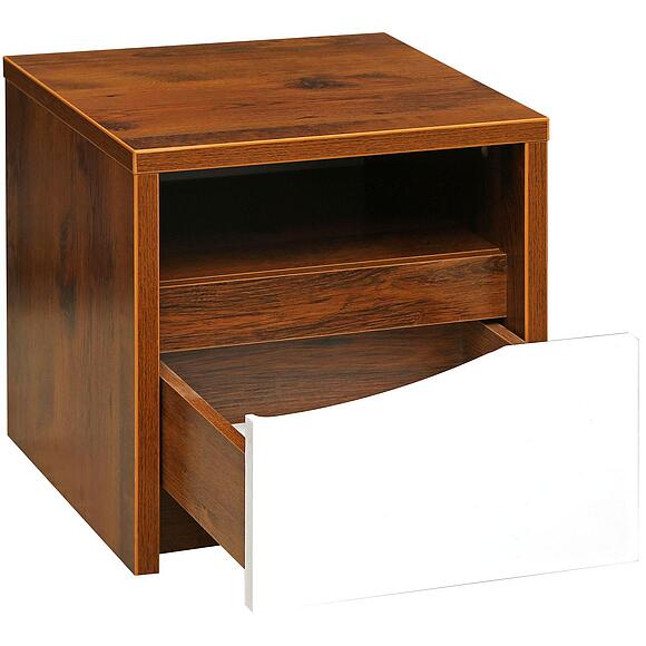 საწოლის ტუმბო «მონაკო» პ6.528.1.04 (П528.04-1), ადგილი: ლდსპ, ფერი: მუხა სატერი+თეთრი პრიალა