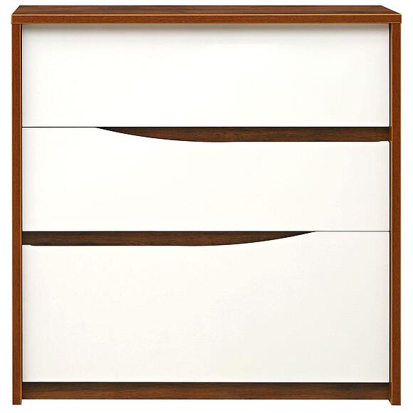 კომოდი «მონაკო» პ6.528.1.10 (П528.10), ადგილი: მდფ+პვხ, ფერი: მუხა სატერი+თეთრი პრიალა