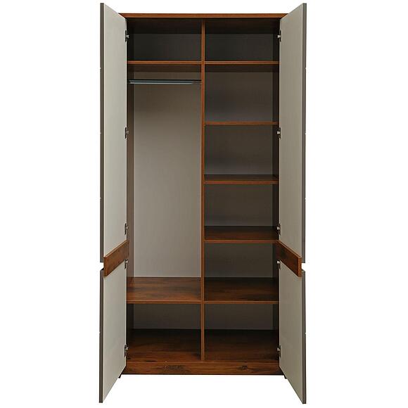 ტანსაცმლის კარადა «მონაკო» პ6.528.1.08 (П528.08), ადგილი: მდფ+პვხ, ფერი: მუხის სატერი+რუხი მოკკო