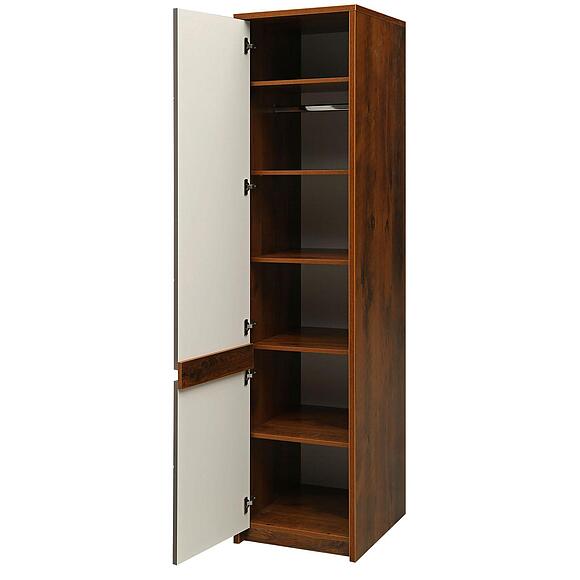 ტანსაცმლის კარადა «მონაკო» პ6.528.1.09-01 (П528.09), ადგილი: მდფ+პვხ, ფერი: მუხის სატერი+რუხი მოკკო