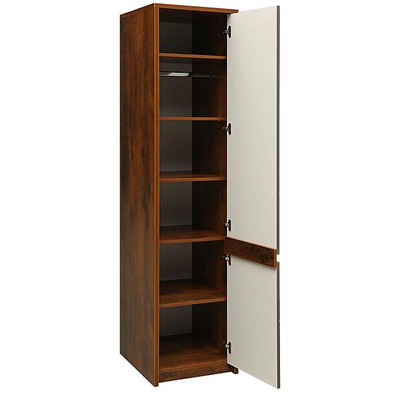 ტანსაცმლის კარადა «მონაკო» პ6.528.1.09 (П528.09-1), ადგილი: მდფ+პვხ, ფერი: მუხის სატერი+რუხი მოკკო