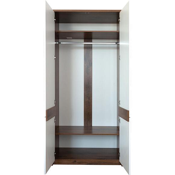 ტანსაცმლის კარადა «მონაკო» პ6.528.3.01 (П542.01), ადგილი: მდფ+პვხ, ფერი: მუხა სატერი+თეთრი პრიალა