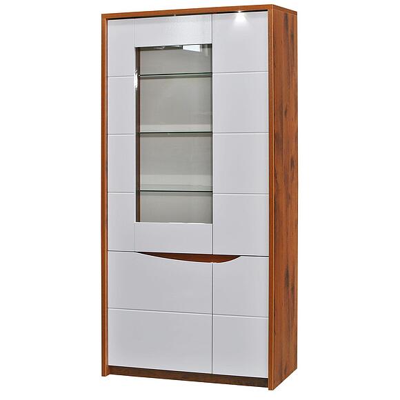 კარადა «მონაკო» პ510.05, ადგილი: მდფ+პვხ, ფერი: მუხა სატერი+თეთრი პრიალა