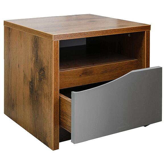 საწოლის ტუმბო «მონაკო» პ6.528.1.04 (П528.04-1), ადგილი: ლდსპ, ფერი: მუხის სატერი+რუხი მოკკო