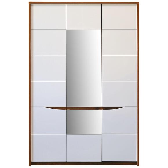 ტანსაცმლის კარადა «მონაკო» პ6.528.1.07-01 (П528.07), ადგილი: მდფ+პვხ, ფერი: მუხა სატერი+თეთრი პრიალა