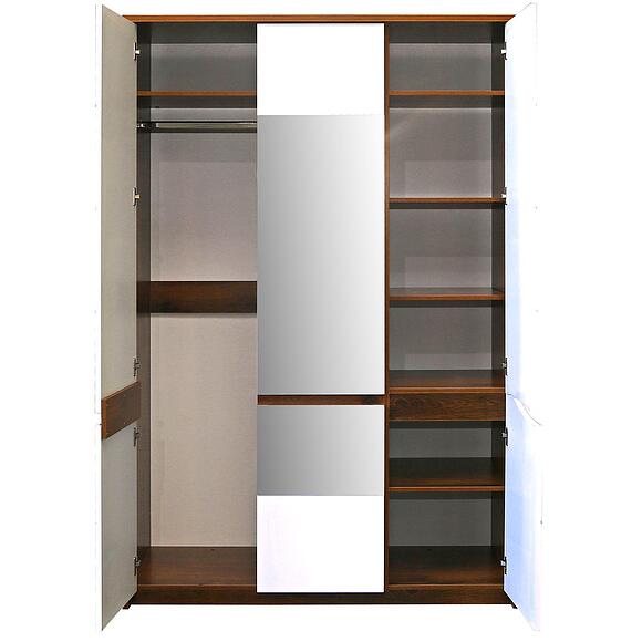 ტანსაცმლის კარადა «მონაკო» პ6.528.1.07-01 (П528.07), ადგილი: მდფ+პვხ, ფერი: მუხა სატერი+თეთრი პრიალა