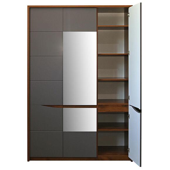 ტანსაცმლის კარადა «მონაკო» პ6.528.1.07-01 (П528.07), ადგილი: მდფ+პვხ, ფერი: მუხის სატერი+რუხი მოკკო