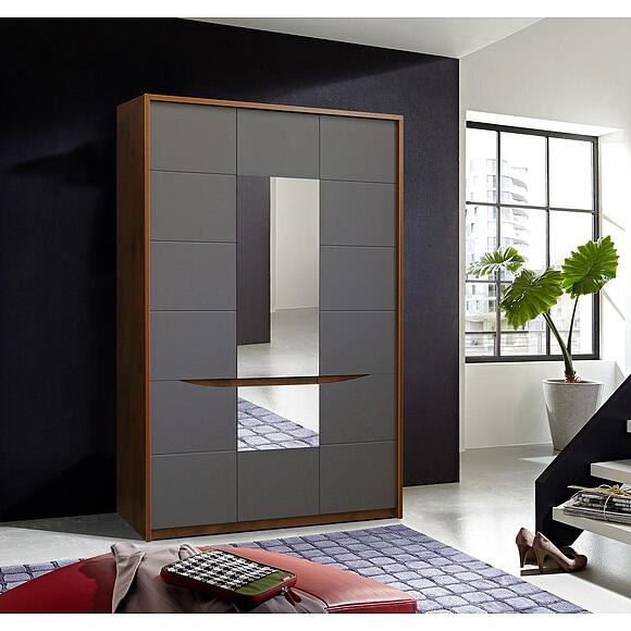 ტანსაცმლის კარადა «მონაკო» პ6.528.1.07-01 (П528.07), ადგილი: მდფ+პვხ, ფერი: მუხის სატერი+რუხი მოკკო