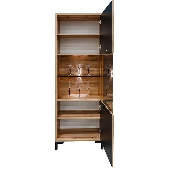 Шкаф с витриной «Блэквуд» П3.556.0.04(556.04), Материал: ЛДСП, Цвет: Дуб Вотан + чёрный