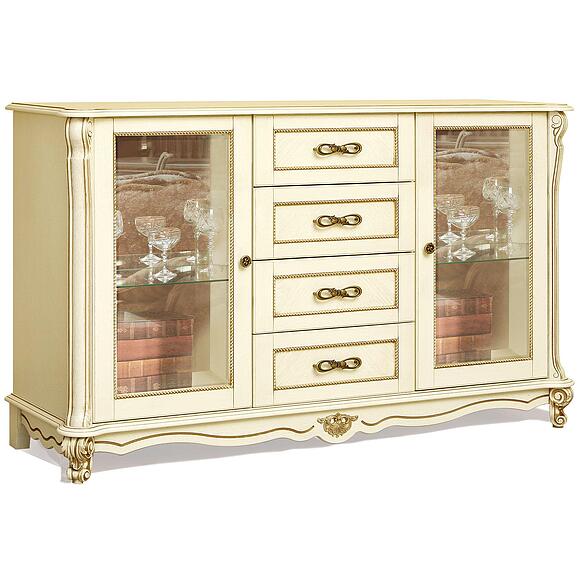 Тумба «Алези» П1.350.0.01 (П350.01), Материал: Массив (дуб), Цвет: Слоновая кость с золочением (Alezi_tumba3z_350-01.jpg) Тумба «Алези» П1.350.0.01 (П350.01), Материал: Массив (дуб), Цвет: Слоновая кость с золочением