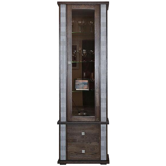 კარადა ვიტრინით «ტუნისი» პ6.343.0.19 (343.19-1შ), ადგილი: დსპ+შპონი, ფერი: ვენგე+ვერცხლი