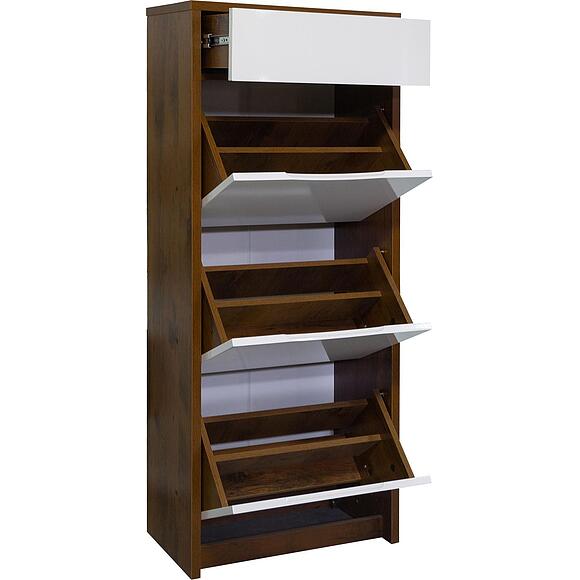 ფეხსაცმლის ტუმბო «მონაკო» პ6.528.3.09 (П542.09), ადგილი: მდფ+პვხ, ფერი: მუხა სატერი+თეთრი პრიალა